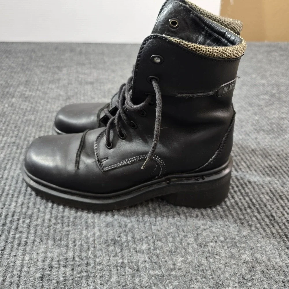 Dr Doc Martens Black Leather Cap Toe Combat‎ Boots Size 5 Made In England AW004